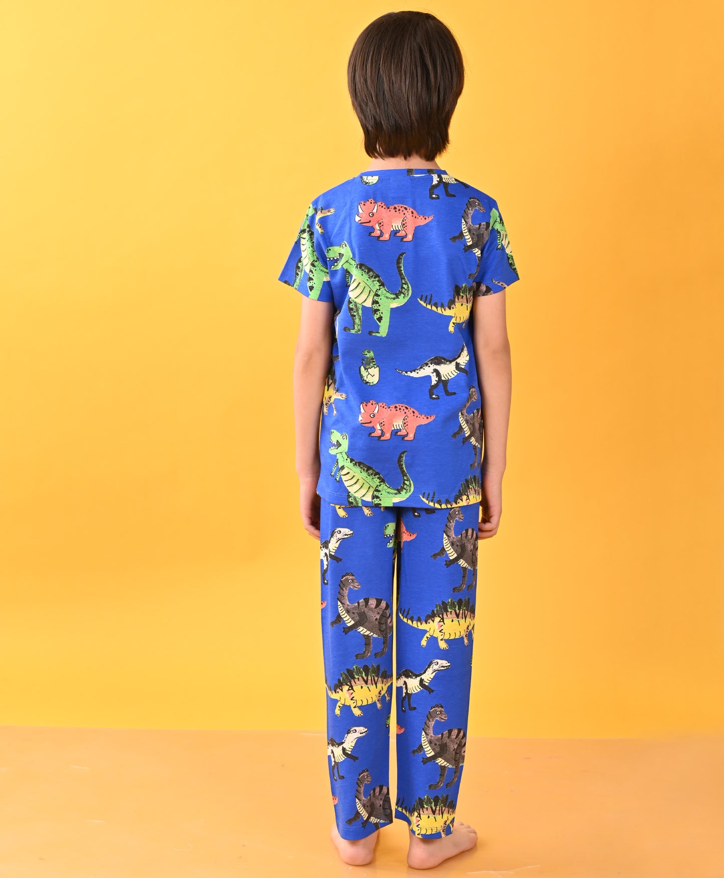 DINOSAUR BLUE SHORT SLEEVE PYJAMA SET D - BLUE