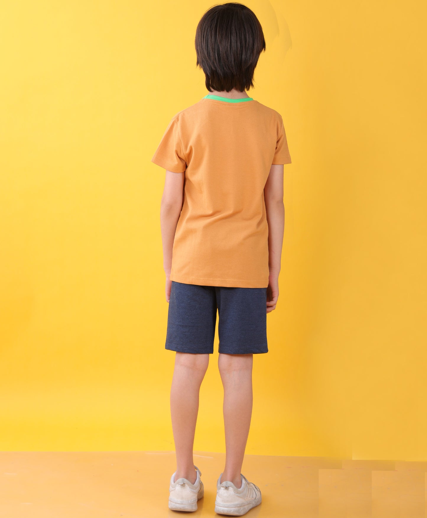 LOS ANGELES MUSTARD BLUE TEXTURE SHORTS SET D - MUSTARD/BLUE