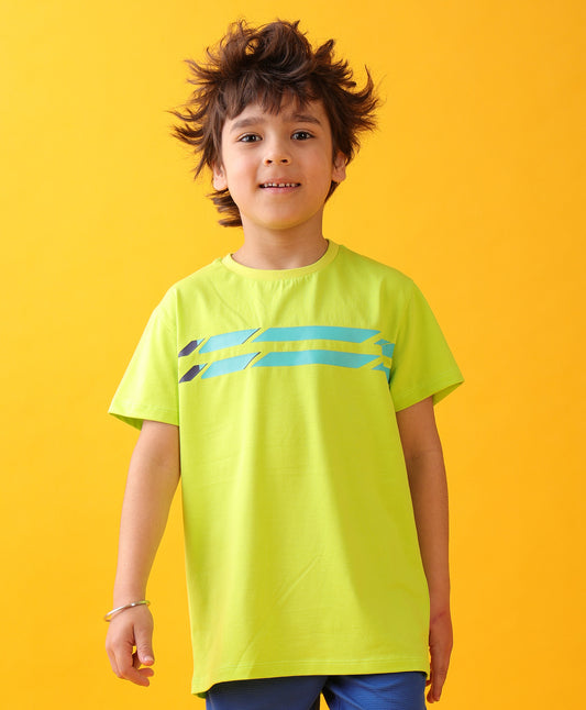 LIME ENGLAND STRIPE BOYS SHORT SLEEVES T-SHIRT - LIME