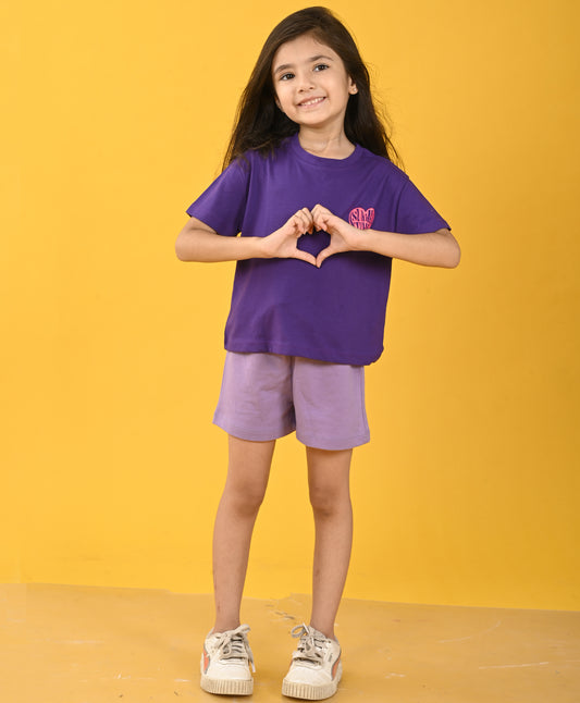 SUMMER TIME PURPLE GIRLS SHORTS SET - PURPLE