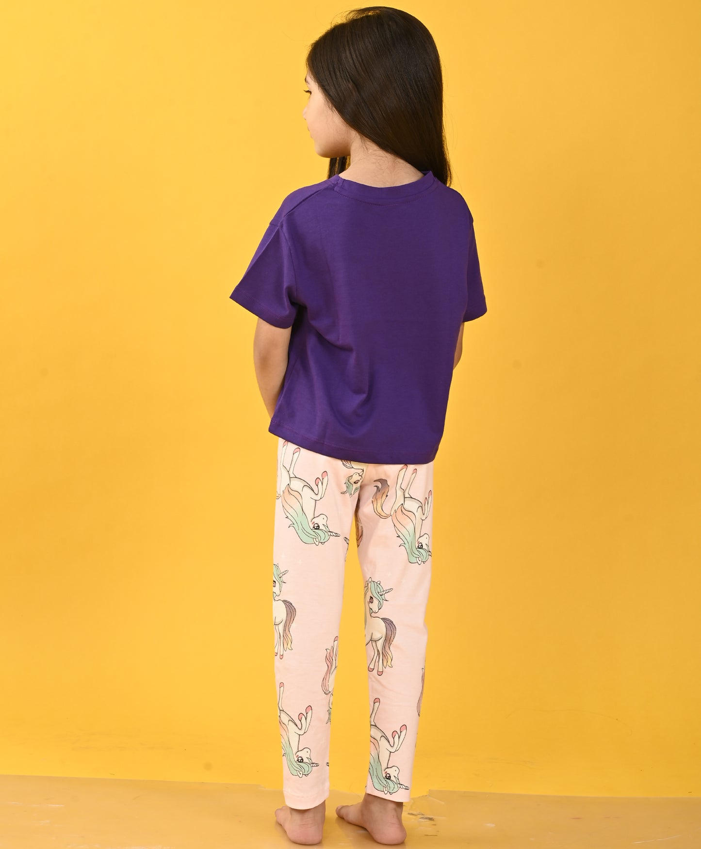 SUMMER TIME PURPLE UNICORN STAR LEGGING SET - PURPLE/PINK