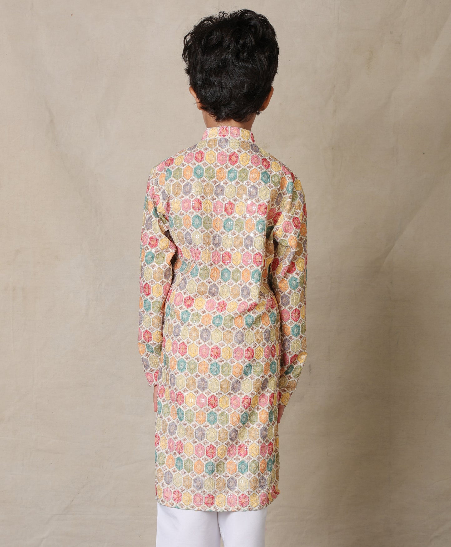 MULTICOLOR FESTIVE EMBROIDERED COTTON KURTA - MULTI