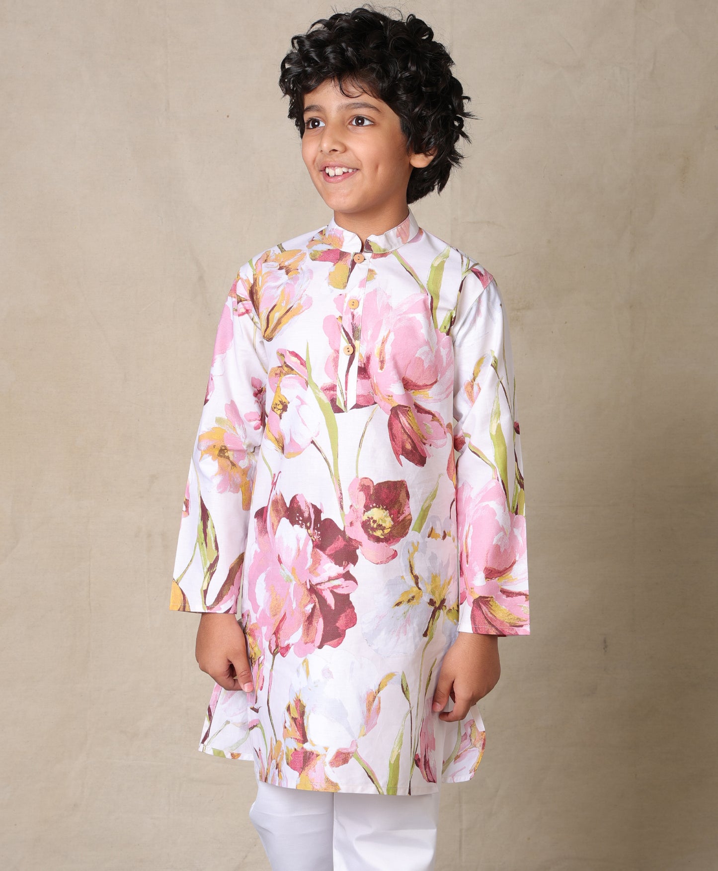 MULTICOLOR FESTIVE PRINTED PURE COTTON KURTA - MULTI