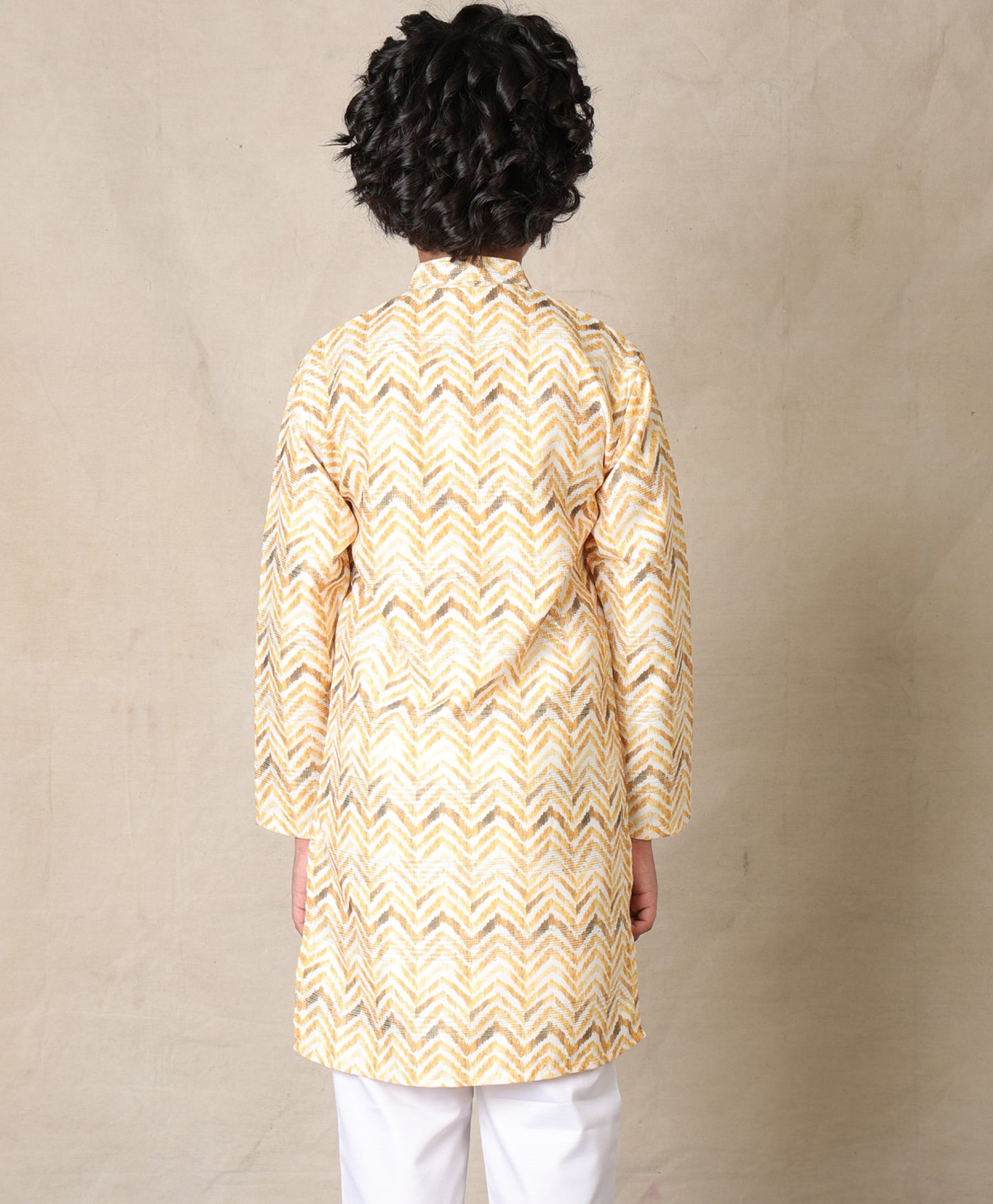 YELLOW PRINTED THREAD EMBROIDERED PURE COTTON KURTA - YELLOW