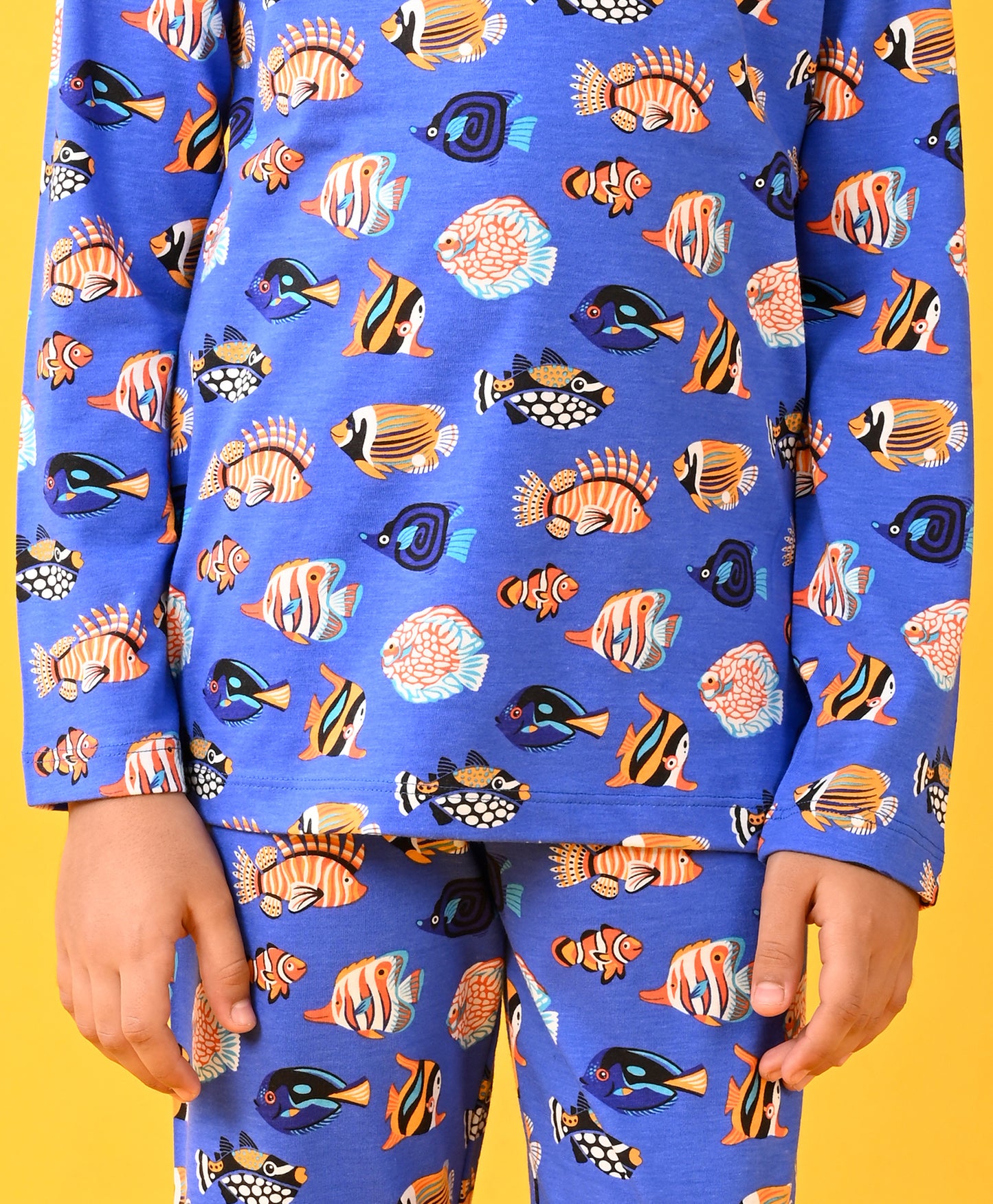 FISH BLUE BOYS LONG SLEEVE PYJAMA SET - BLUE