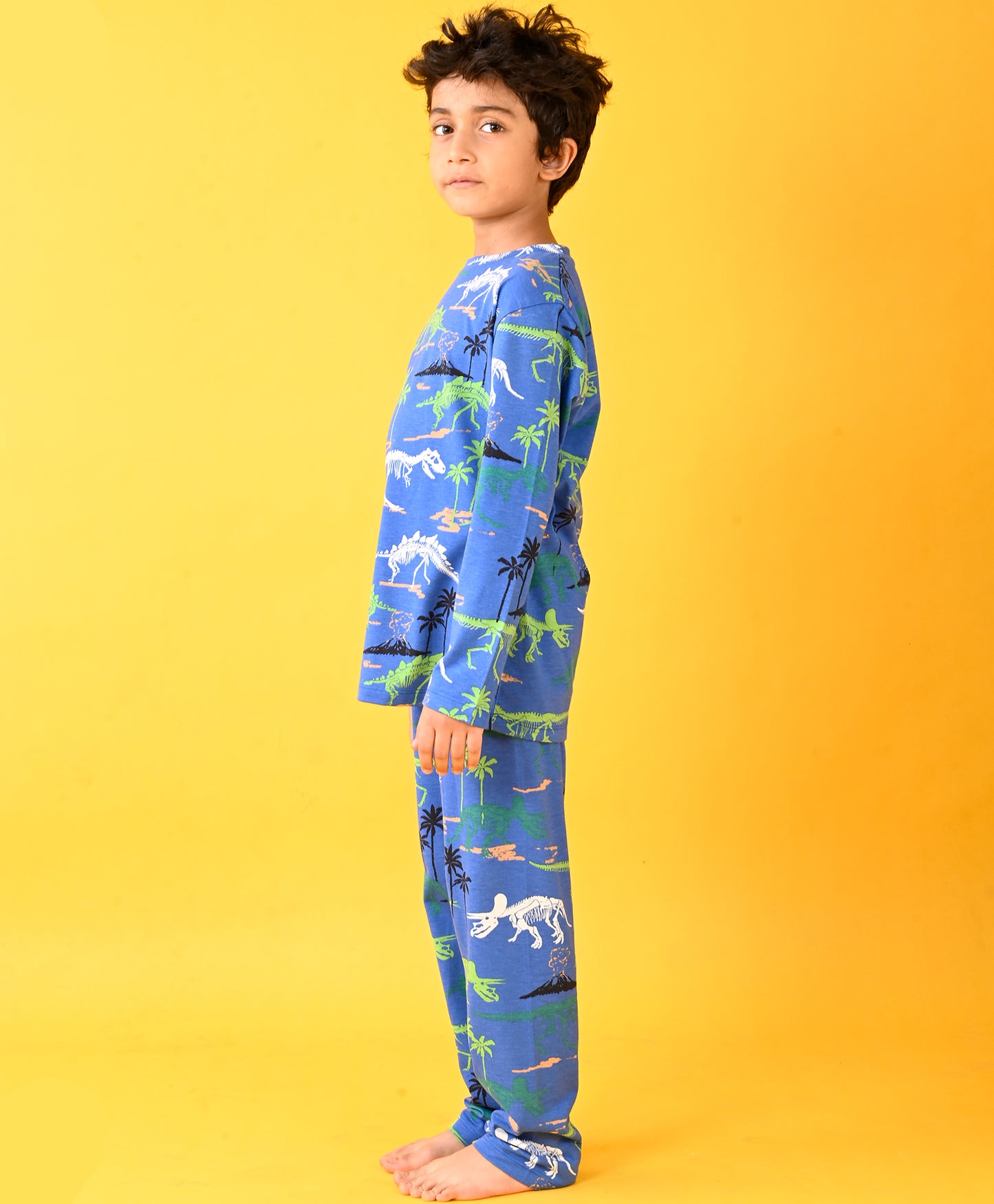 ROYAL DINOSAUR LONG SLEEVE PYJAMA SET - ROYAL