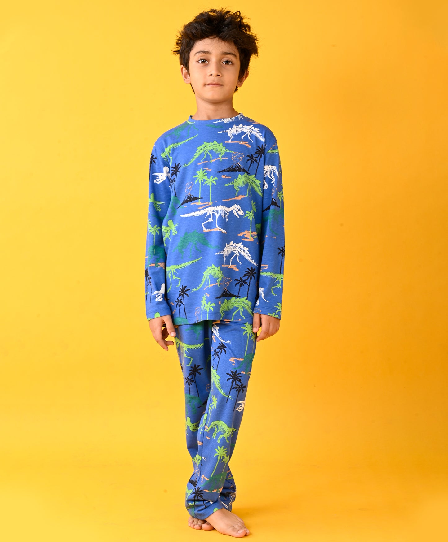 ROYAL DINOSAUR LONG SLEEVE PYJAMA SET - ROYAL