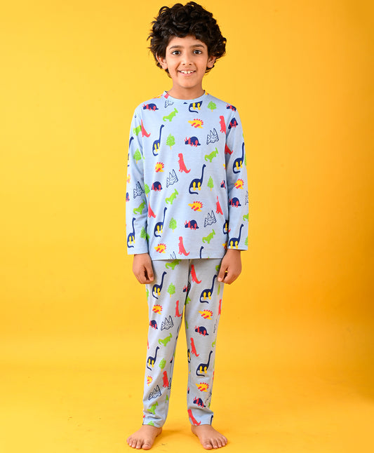 SKY DINOSAUR LONG SLEEVE PYJAMA SET - SKY