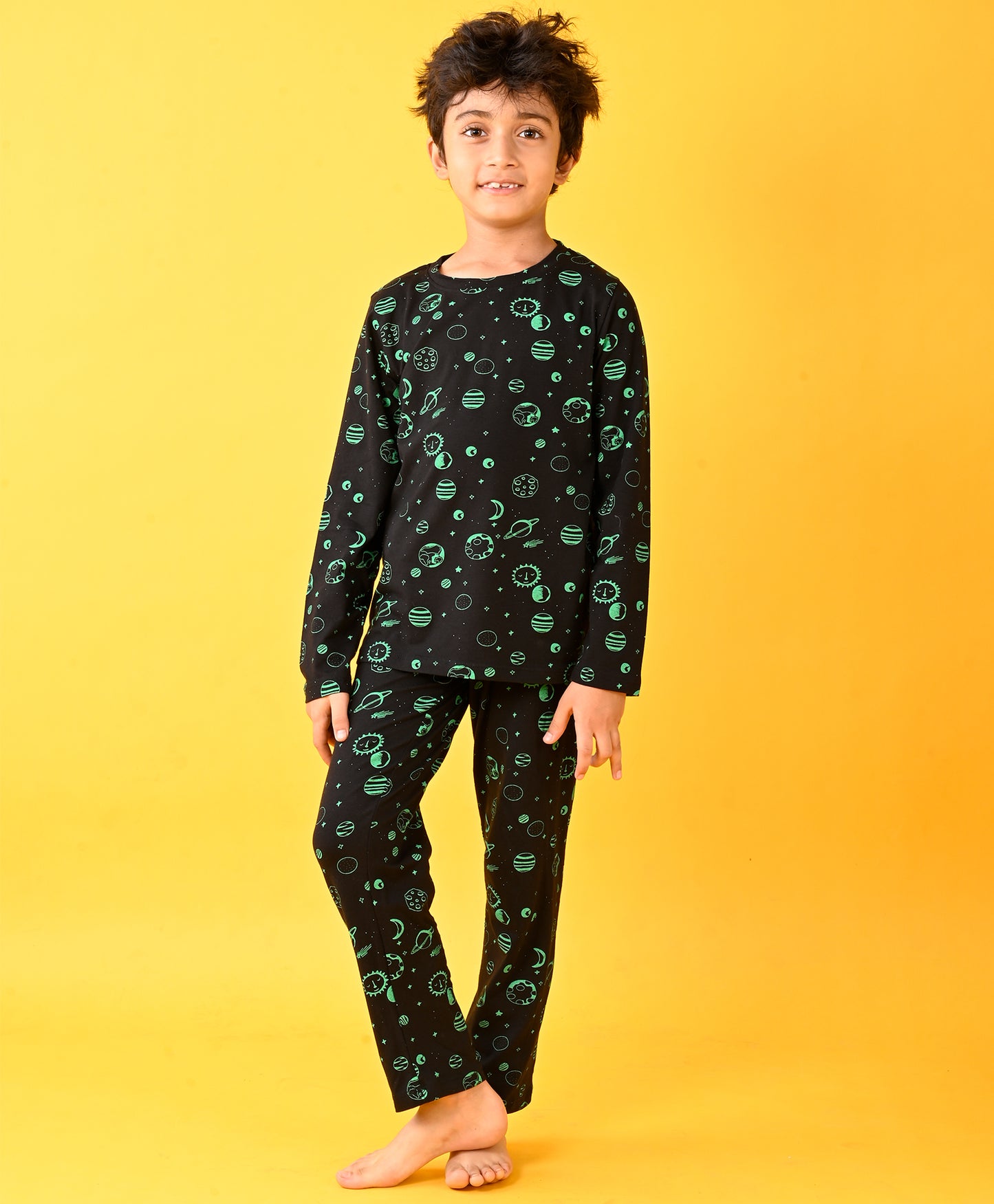 SOLAR SYSTEM BLACK LONG SLEEVE PYJAMA SET - BLACK