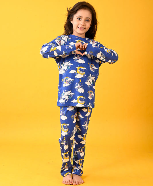 MOUSE UNICORN LONG SLEEVE PYJAMA SET - BLUE