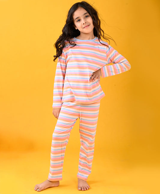 MULTICOLOR STRIPER LONG SLEEEVE PYJAMA SET - MULTI