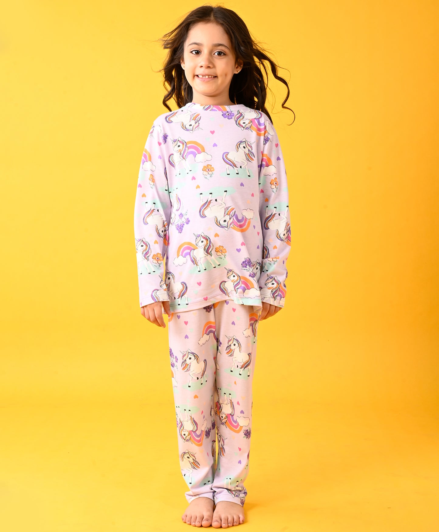 PURPLE UNICORN HEART LONG SLEEVE PYJAMA SET - PURPLE