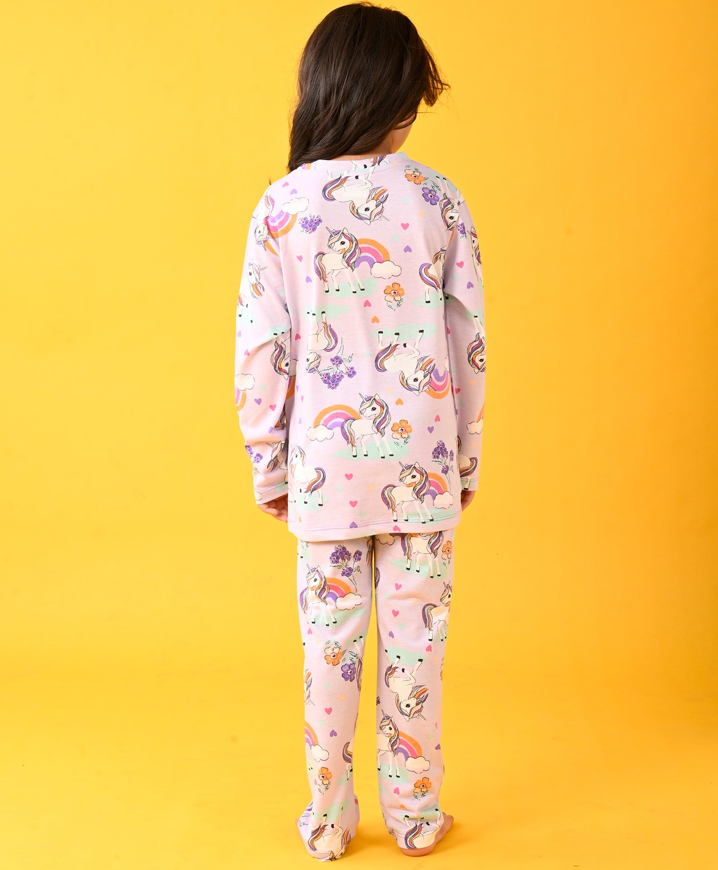 PURPLE UNICORN HEART LONG SLEEVE PYJAMA SET - PURPLE