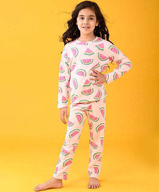 WATERMELON LONG SLEEVE PYJAMA SET - PINK