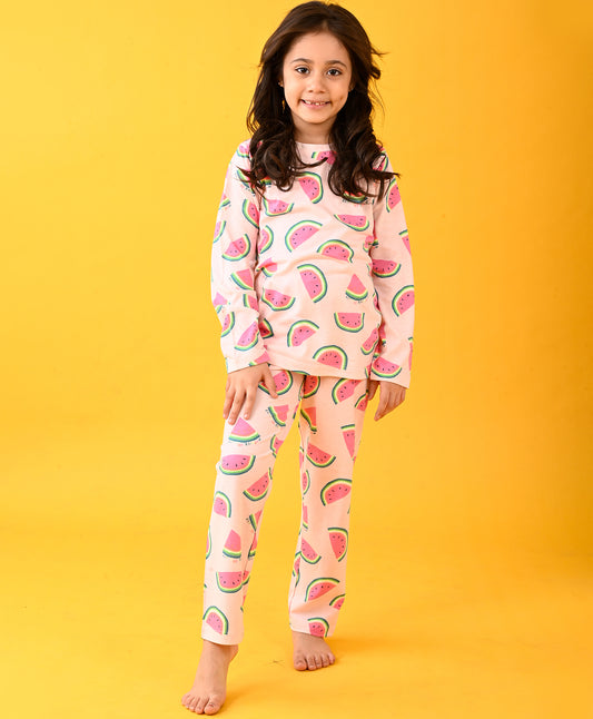 WATERMELON FUN LONG SLEEVE PYJAMA SET - PINK