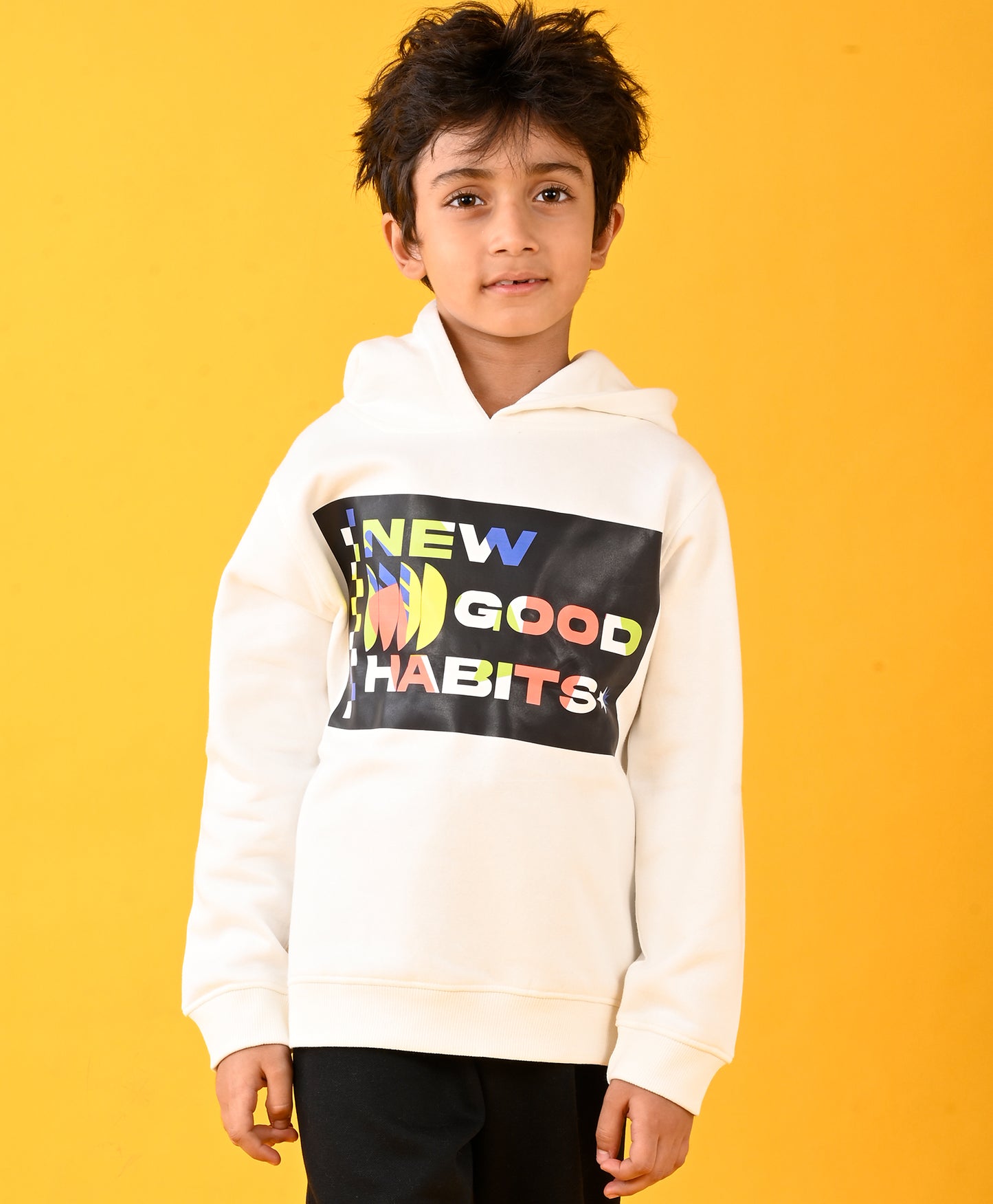 NEW GOOD HABITS BOYS FLEECE HOODIE - WHITE