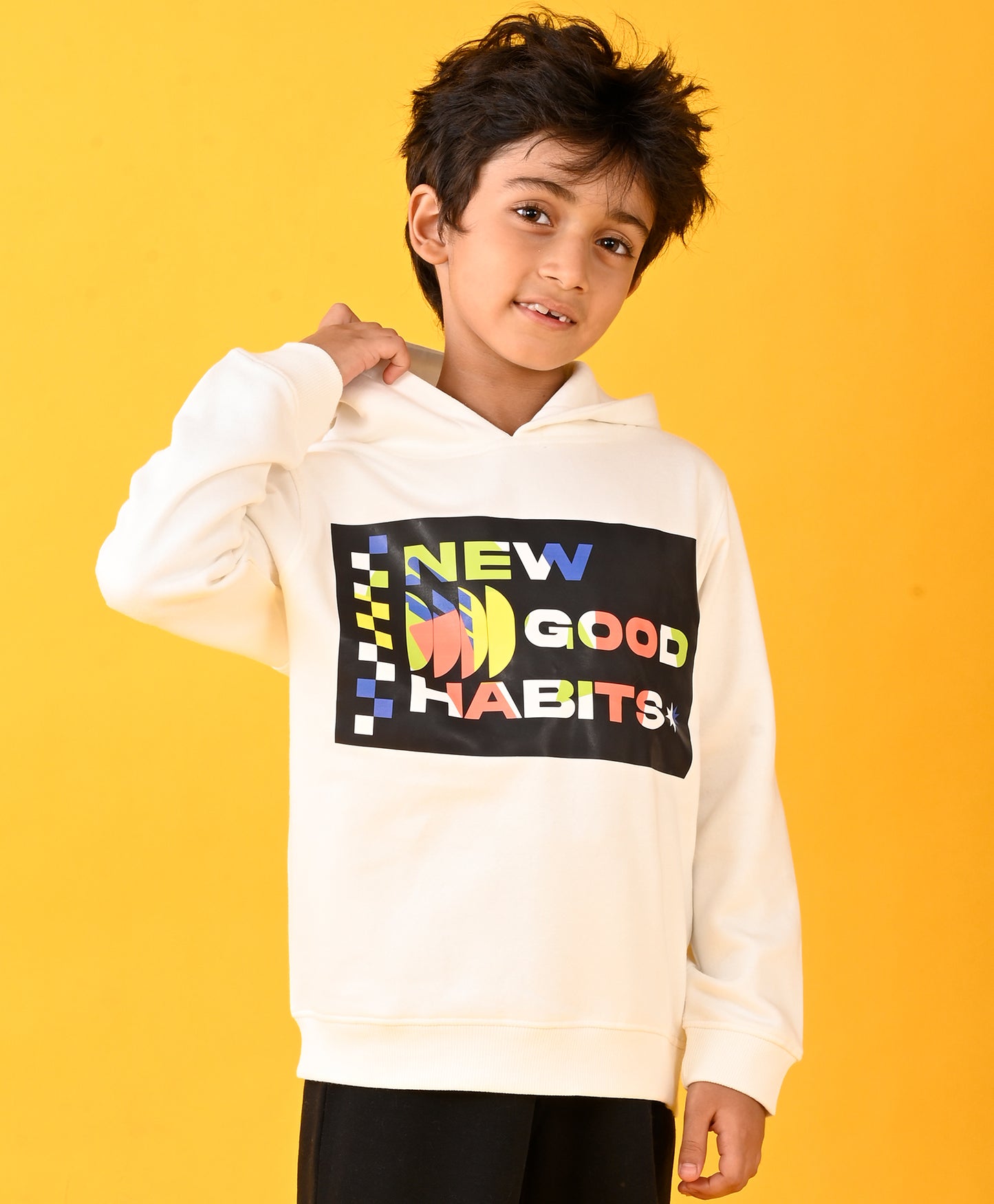 NEW GOOD HABITS BOYS FLEECE HOODIE - WHITE