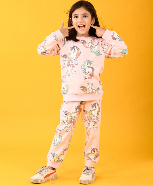 UNICORN STAR PRETTY PINK FLEECE SWEATSHIRT JOGGER SET - PINK