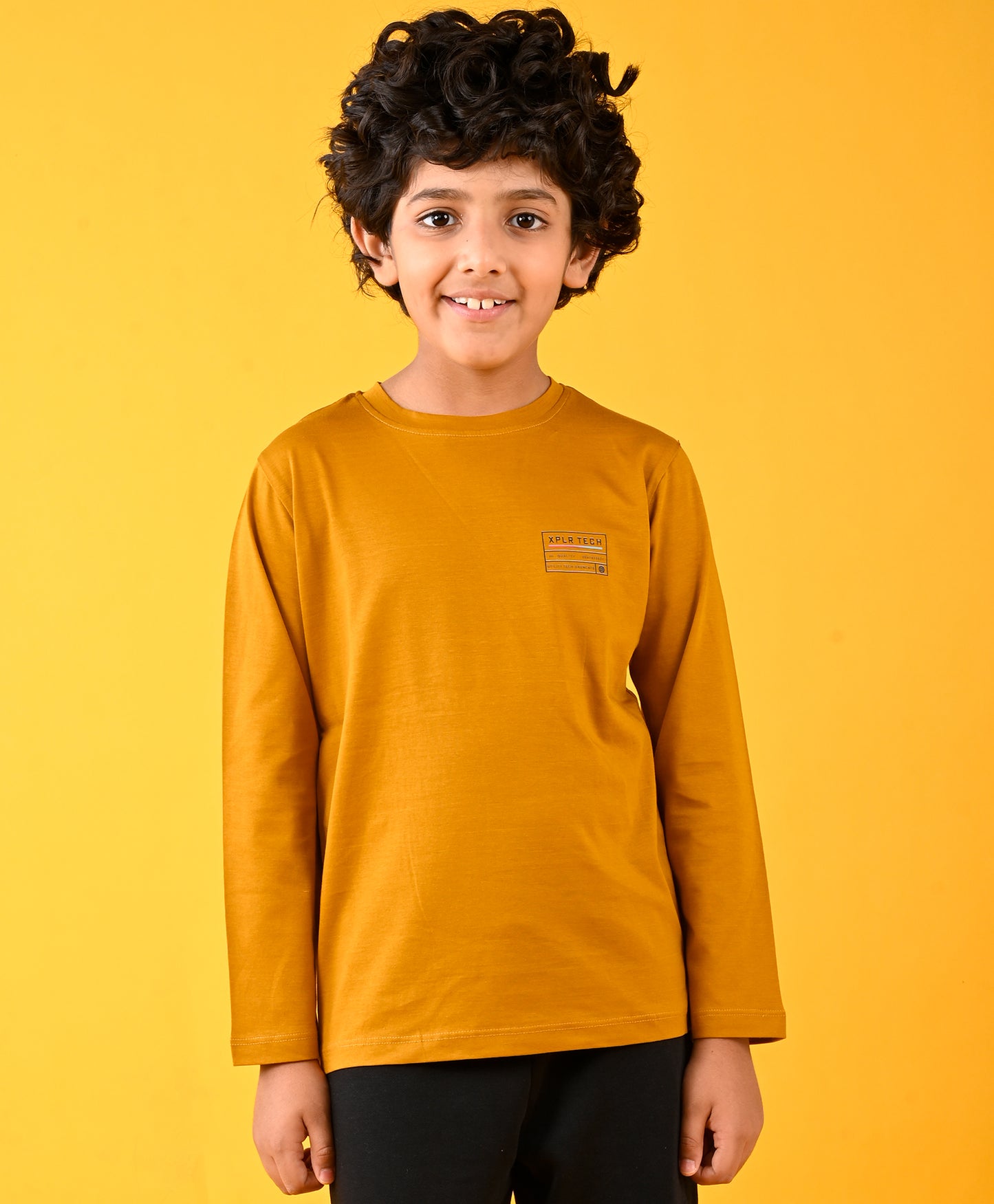 XPLR TECH MUSTARD LONG SLEEVES BOYS T-SHIRT - MUSTARD