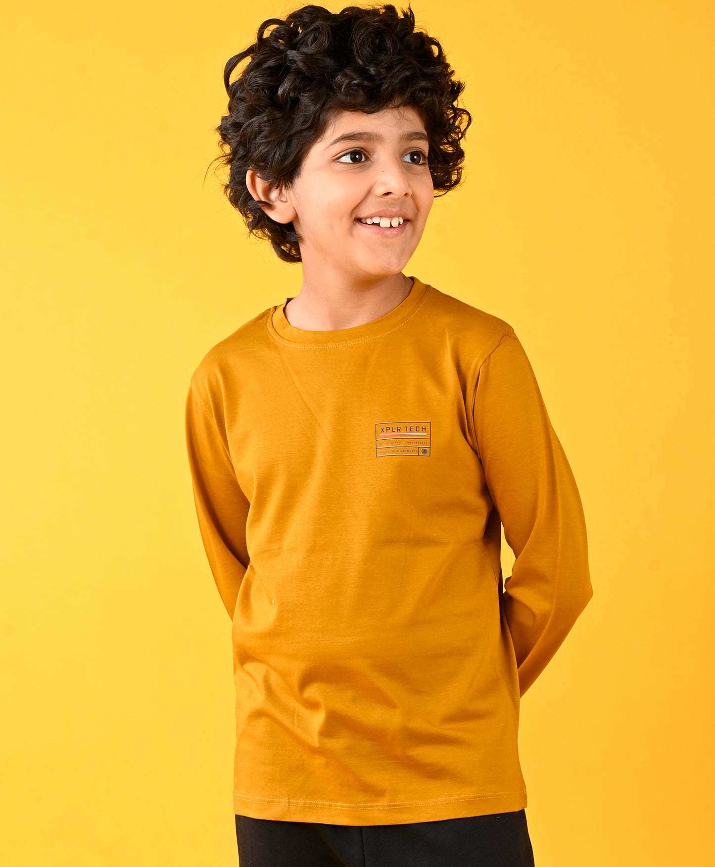 XPLR TECH MUSTARD LONG SLEEVES BOYS T-SHIRT - MUSTARD