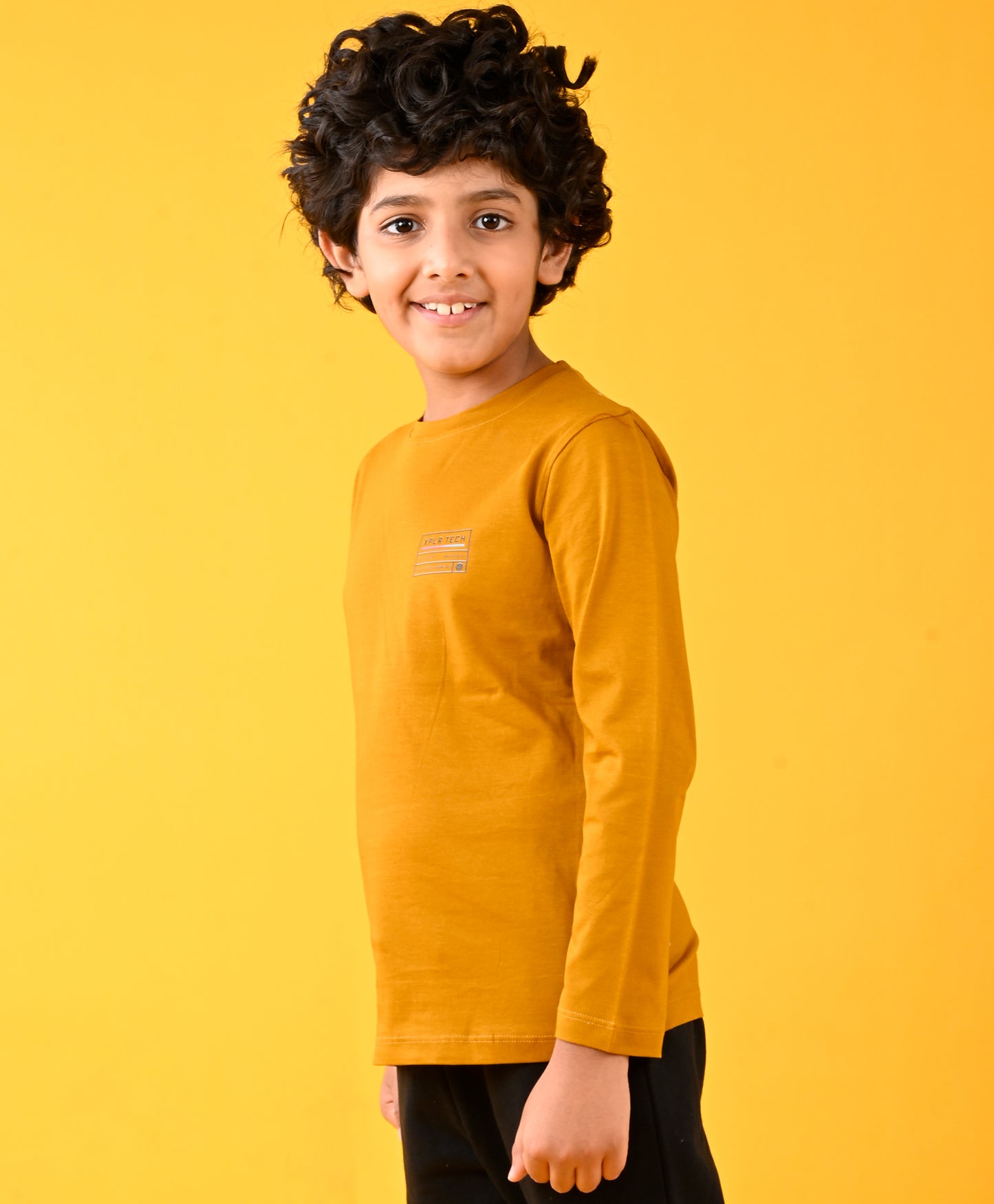 XPLR TECH MUSTARD LONG SLEEVES BOYS T-SHIRT - MUSTARD