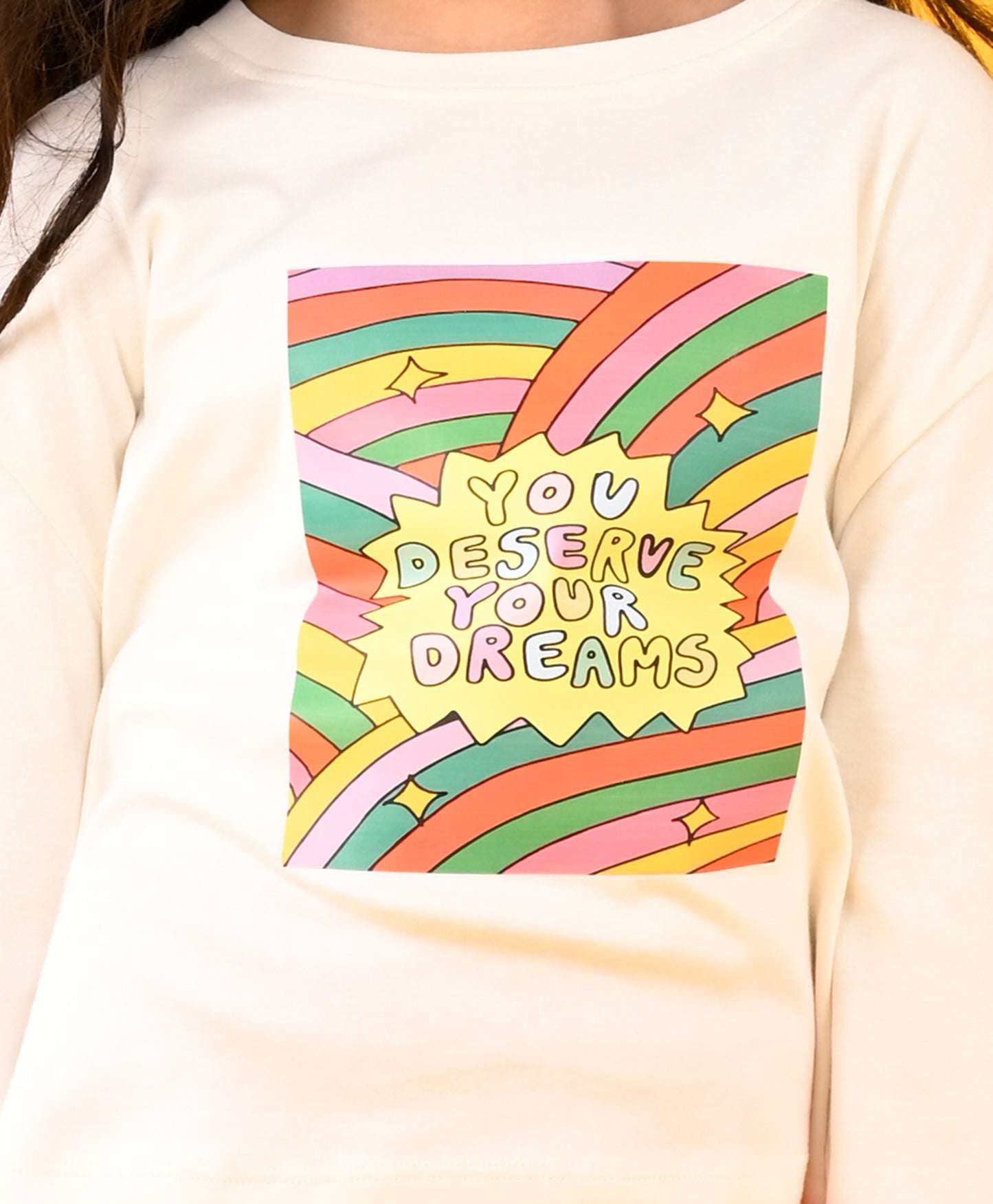 YOUR DREAMS WHITE LONG SLEEVES GIRLS T-SHIRT - WHITE