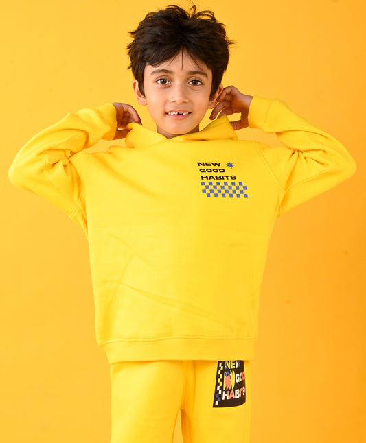 NEW GOOD HABITS YELLOW FLEECE HOODIE - YELLOW