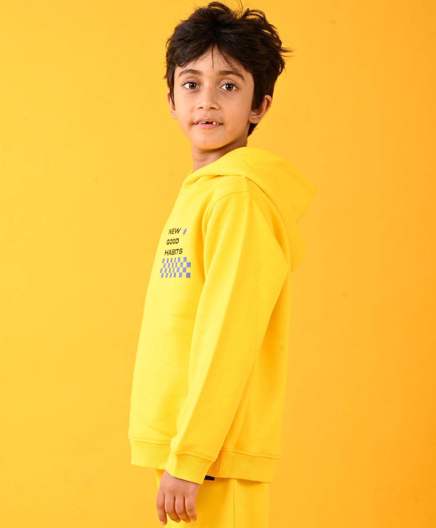 NEW GOOD HABITS YELLOW FLEECE HOODIE - YELLOW