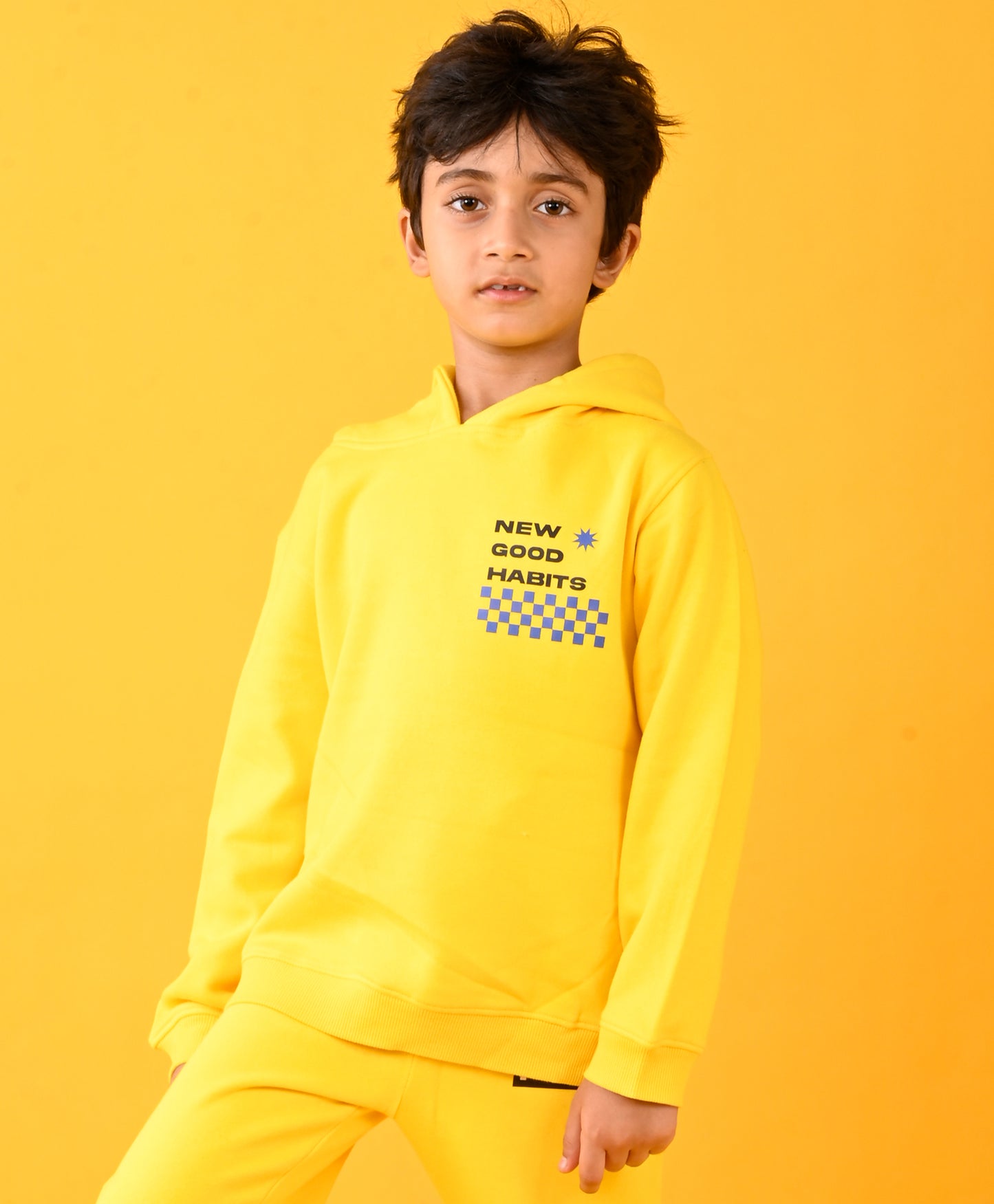 NEW GOOD HABITS YELLOW FLEECE HOODIE - YELLOW