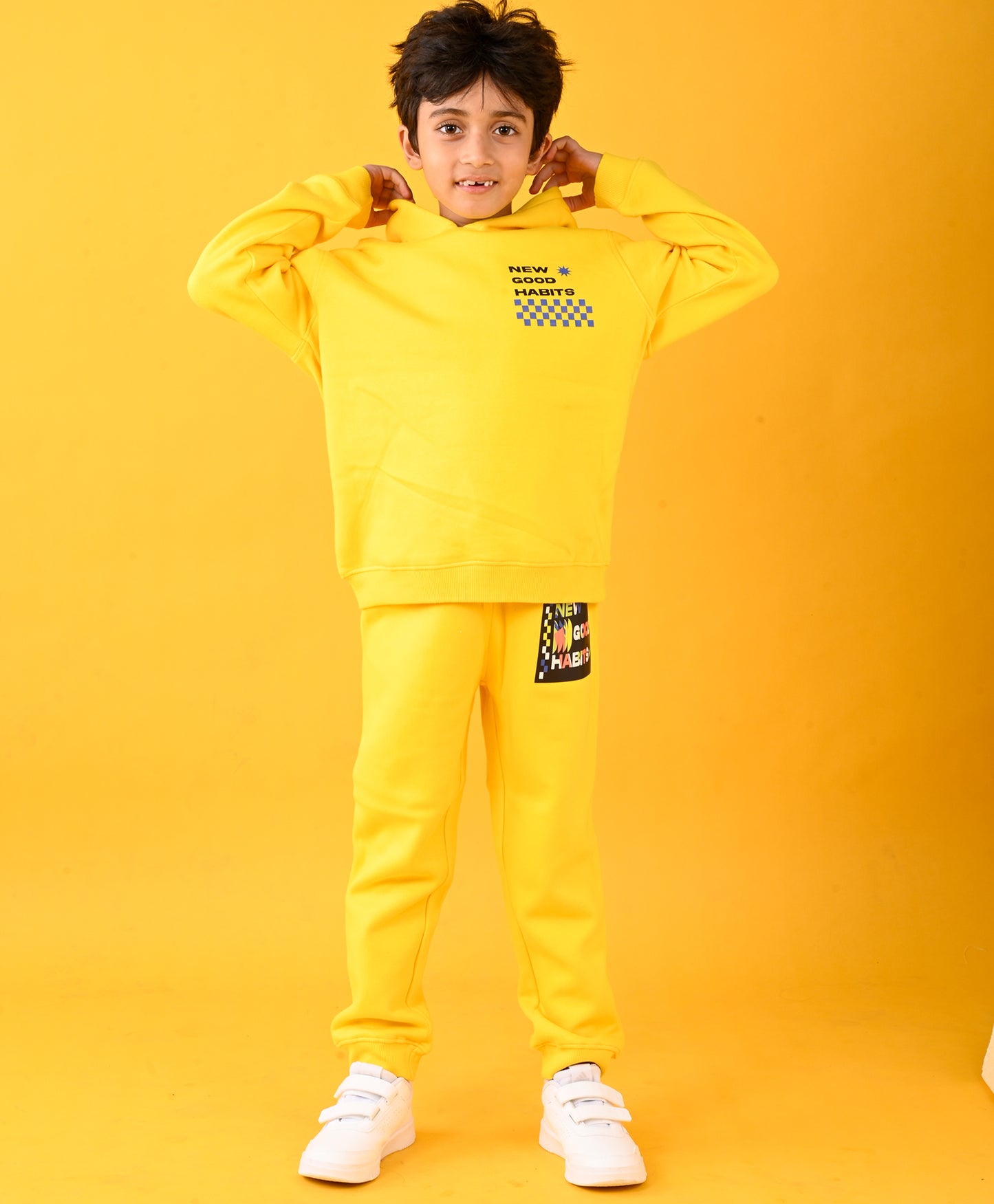 NEW GOOD HABITS YELLOW FLEECE HOODIE JOGGER SET - YELLOW