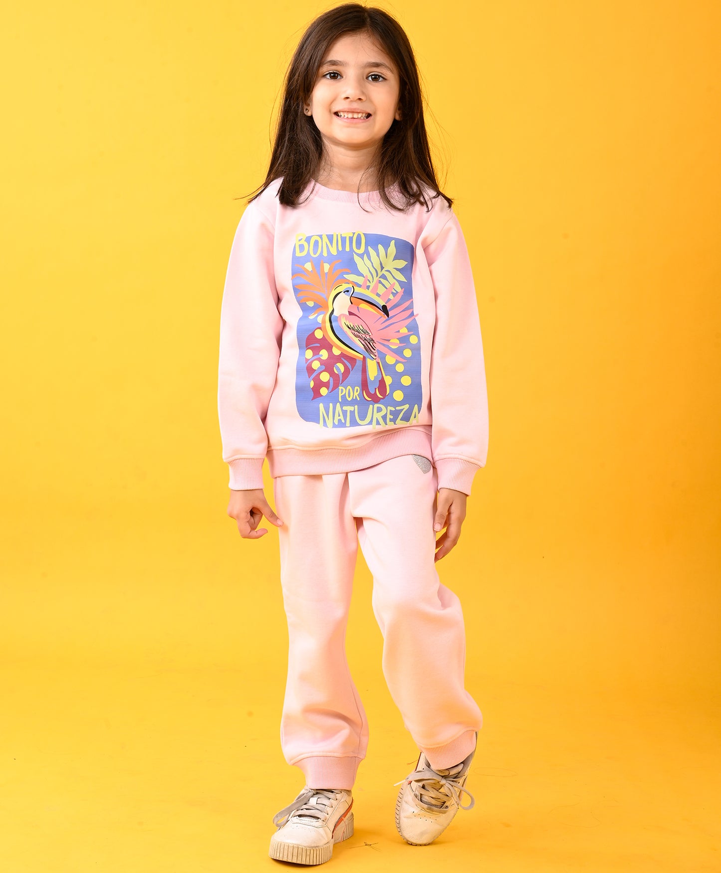 NATURE LOVE PINK FLEECE SWEATSHIRT JOGGER SET - PINK