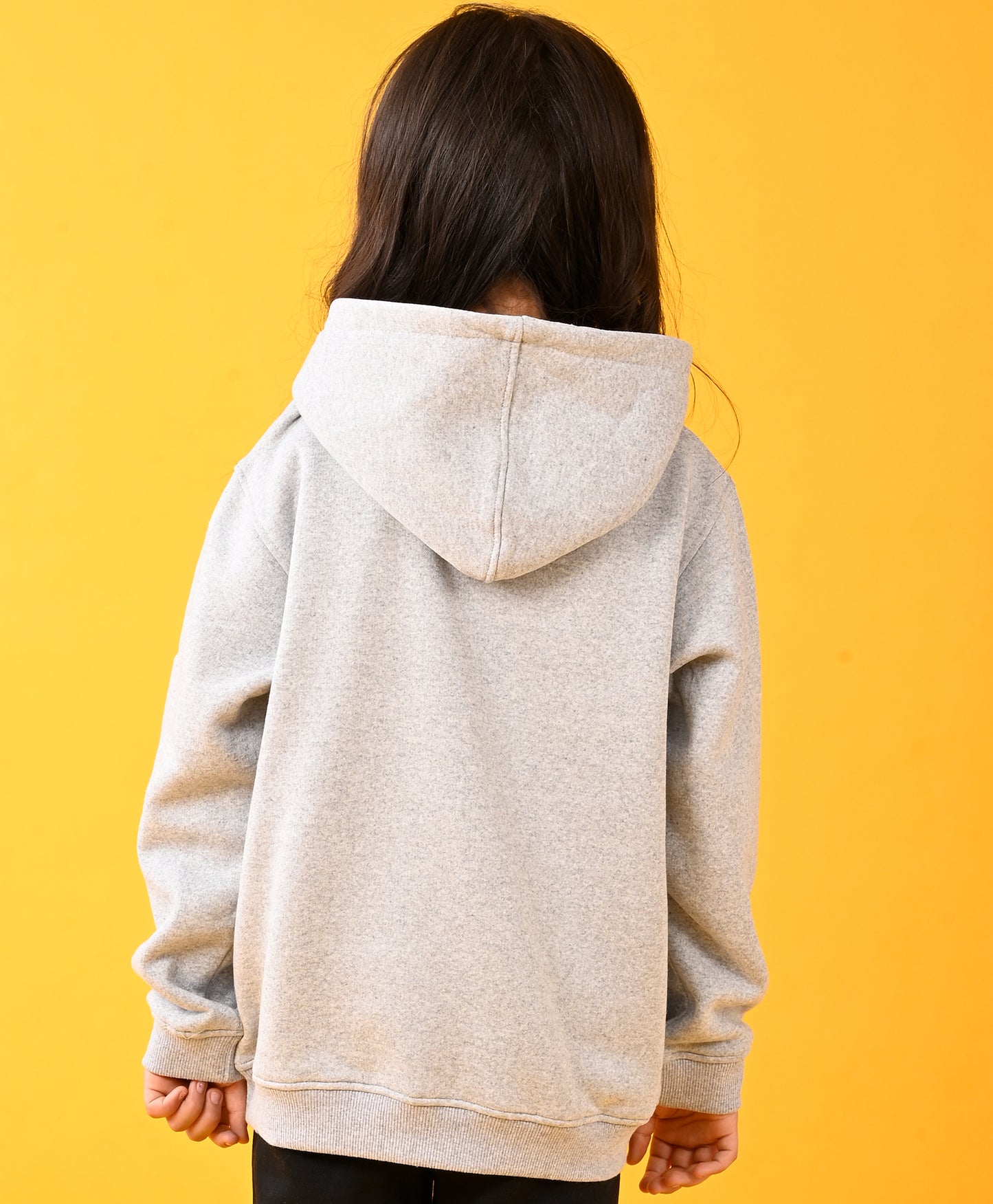 PARIS GREY MELANGE GIRLS HOODIE - GREY