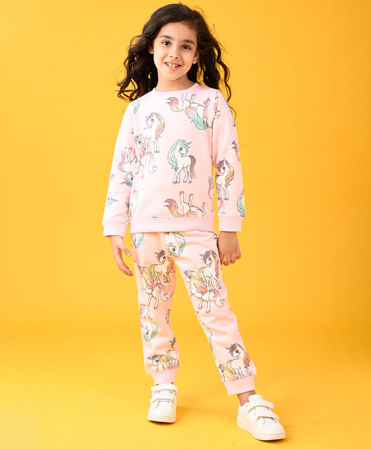 UNICORN STAR FUN PRETTY PINK FLEECE SWEATSHIRT JOGGER SET - PINK