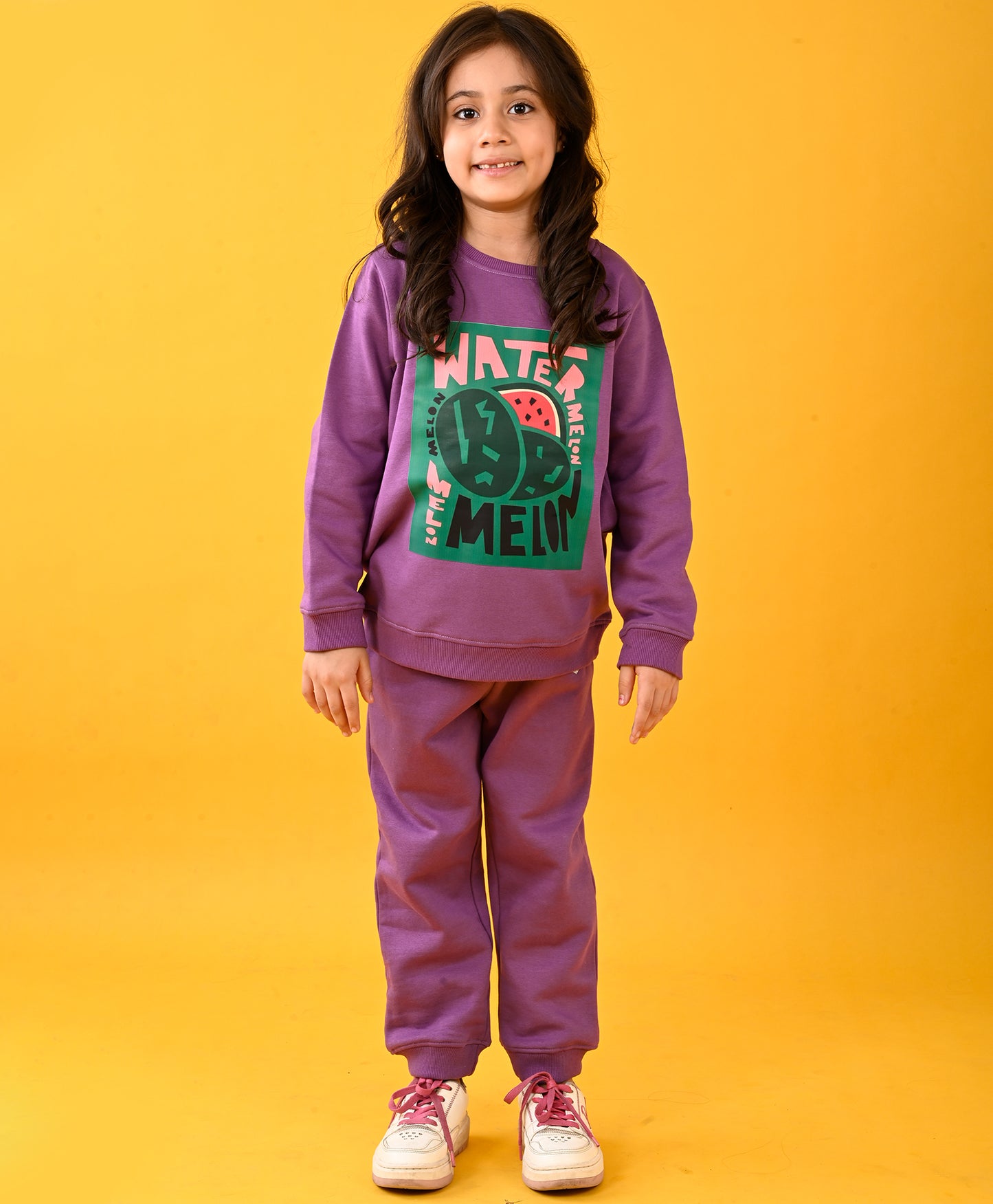 WATERMELON FLEECE PURPLE SWEATSHIRT AND JOGGER SET - PURPLE