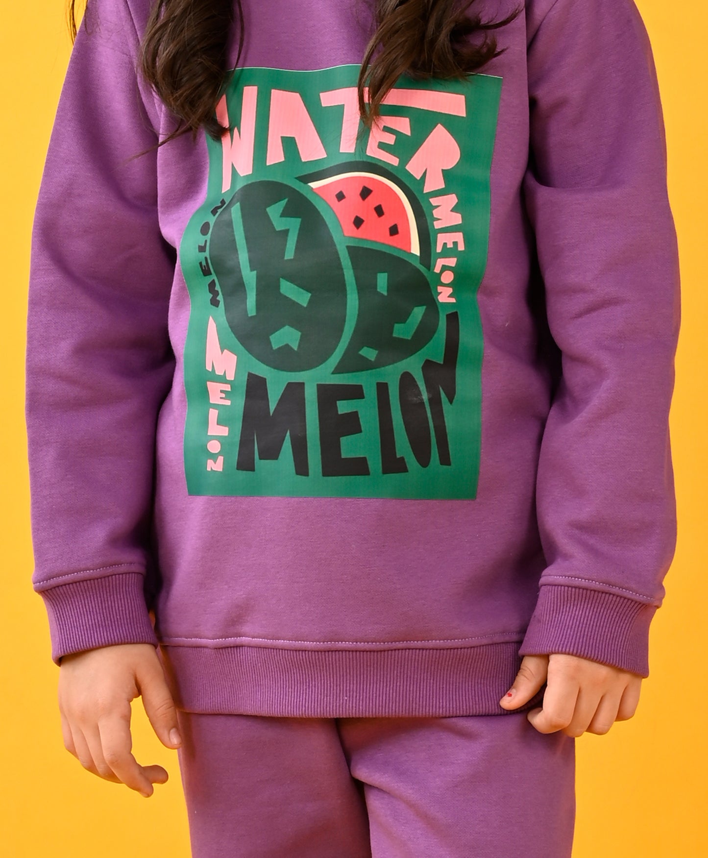 WATERMELON FLEECE PURPLE SWEATSHIRT AND JOGGER SET - PURPLE