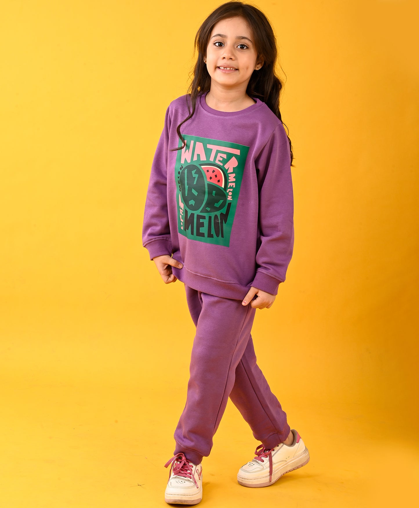 WATERMELON FLEECE PURPLE SWEATSHIRT AND JOGGER SET - PURPLE