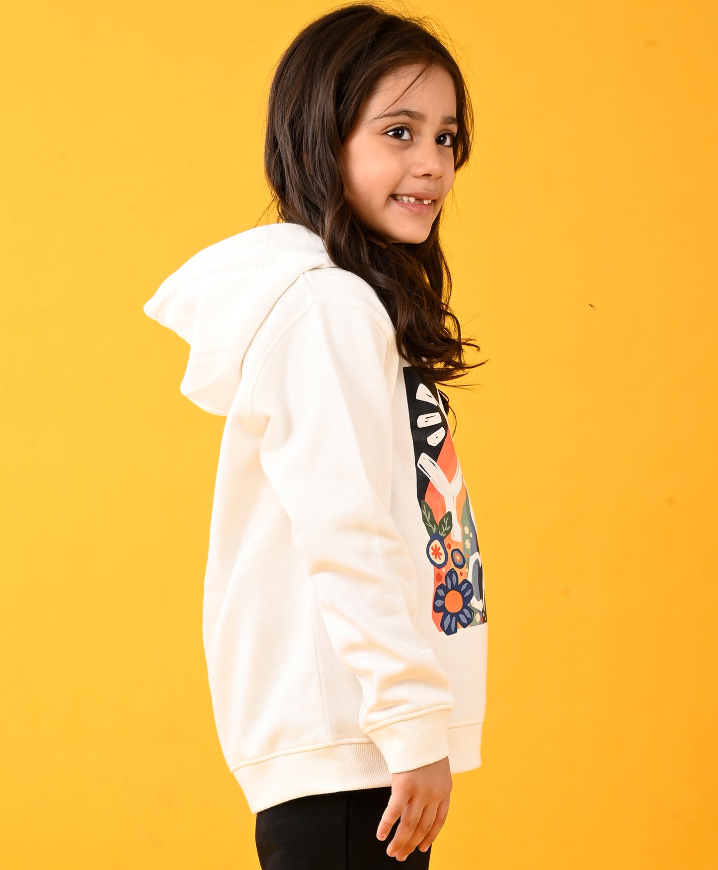 YES YOU CAN FLEECE GIRLS HOODIE - WHITE