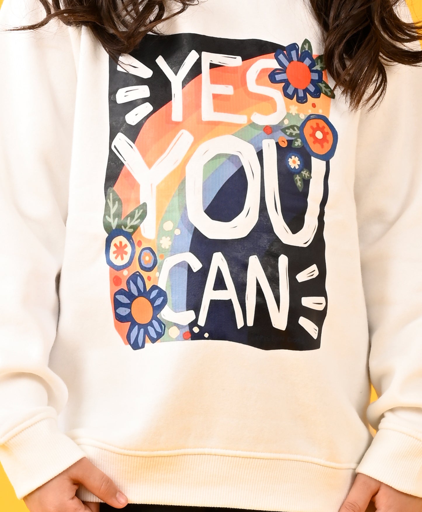 YES YOU CAN FLEECE GIRLS HOODIE - WHITE