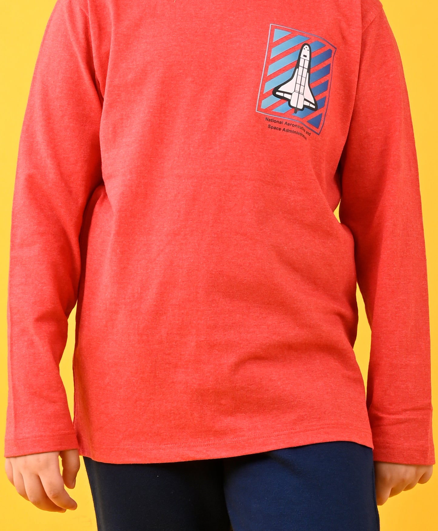 AERONAUTICS RED T-SHIRT AND NAVY FLEECE JOGGER SET - RED/NAVY