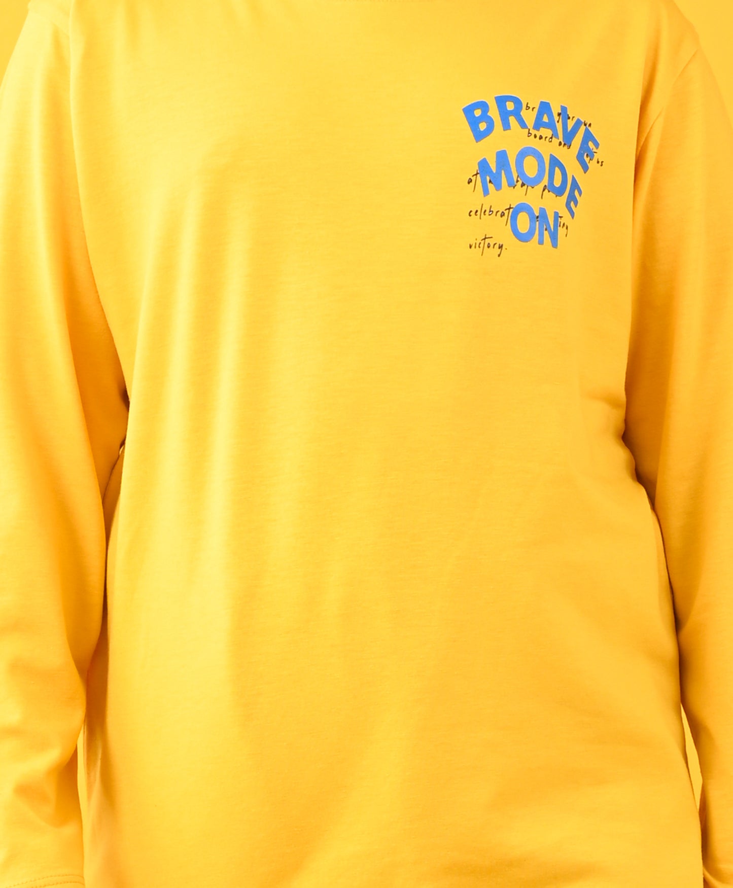 BRAVE MODE ON YELLOW LONG SLEEVES T-SHIRT - YELLOW