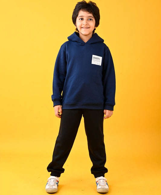 ENCOURAGMENT FUN NAVY FLEECE HOODIE AND WARM FLEECE BLACK JOGGER SET - NAVY/BLACK