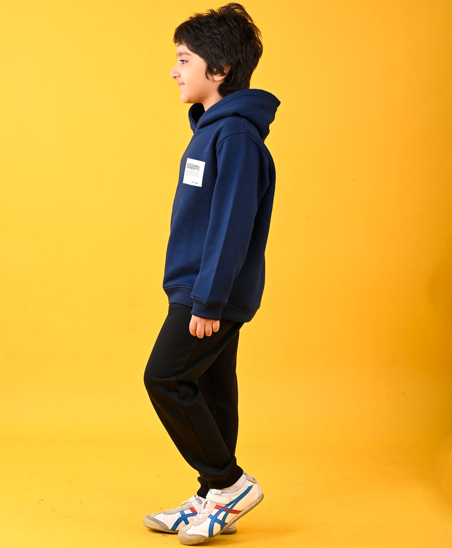 ENCOURAGMENT FUN NAVY FLEECE HOODIE AND WARM FLEECE BLACK JOGGER SET - NAVY/BLACK