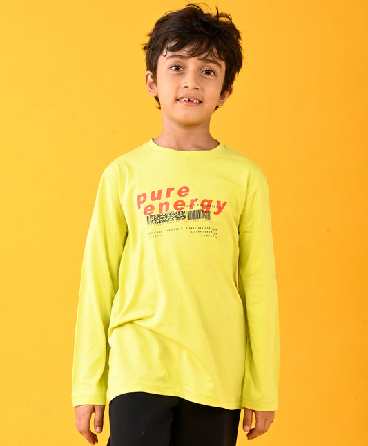 PURE ENERGY LONG SLEEVES BOYS TSHIRT - LIME