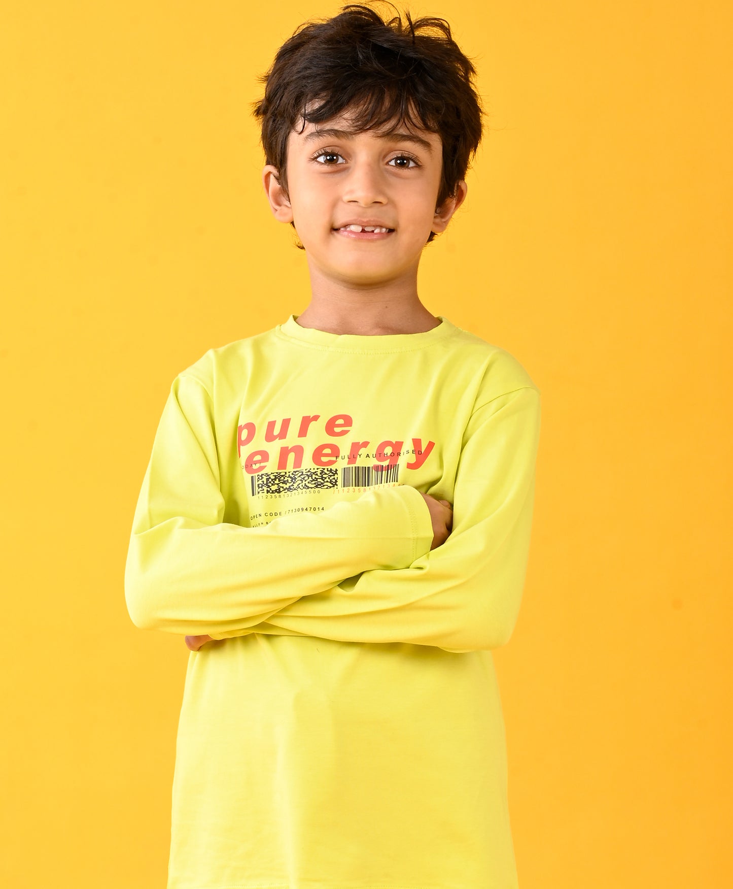 PURE ENERGY LONG SLEEVES BOYS TSHIRT - LIME