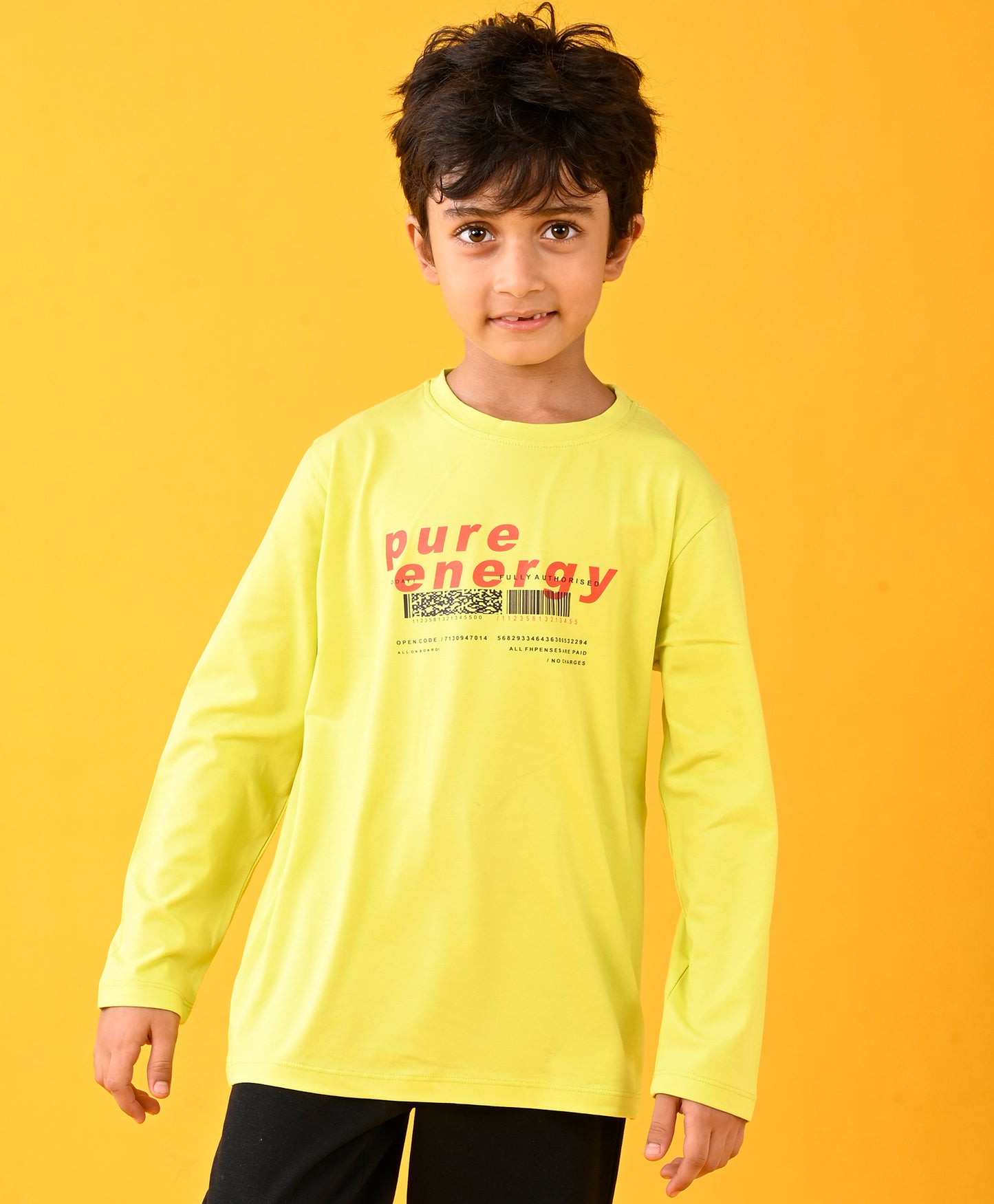 PURE ENERGY LONG SLEEVES BOYS TSHIRT - LIME