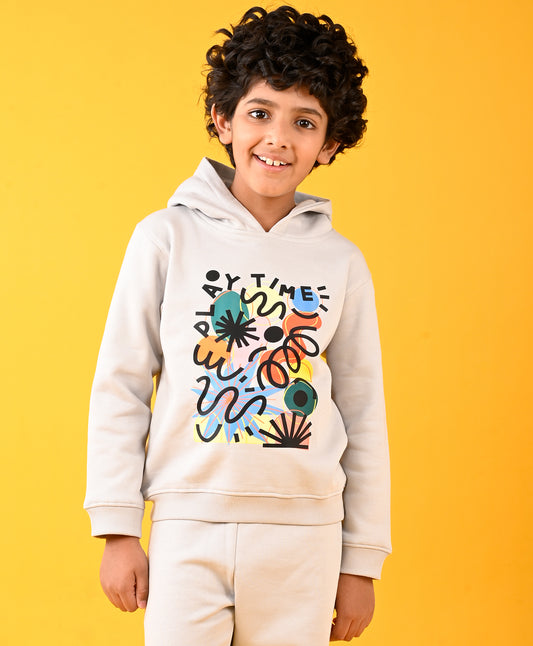 PLAYTIME GREY FLEECE BOYS HOODIE - GREY