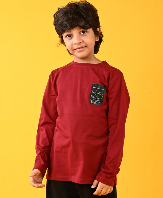 SPORTY COLLECTION DEEP RED LONG SLEEVES TSHIRT - RED