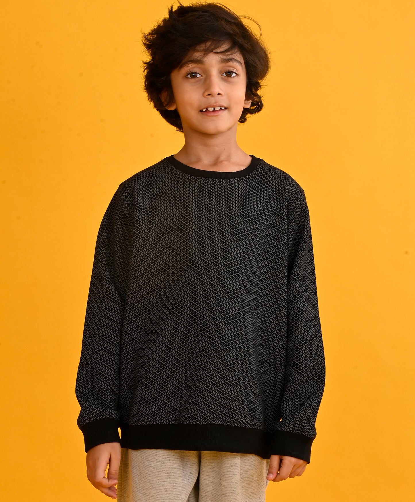 DRONE PRINT BLACK BOYS SWEATSHIRT-BLACK