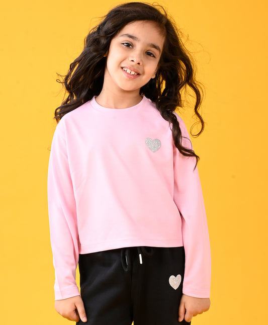 PINK HEART LONG SLEEVES T-SHIRT - PINK