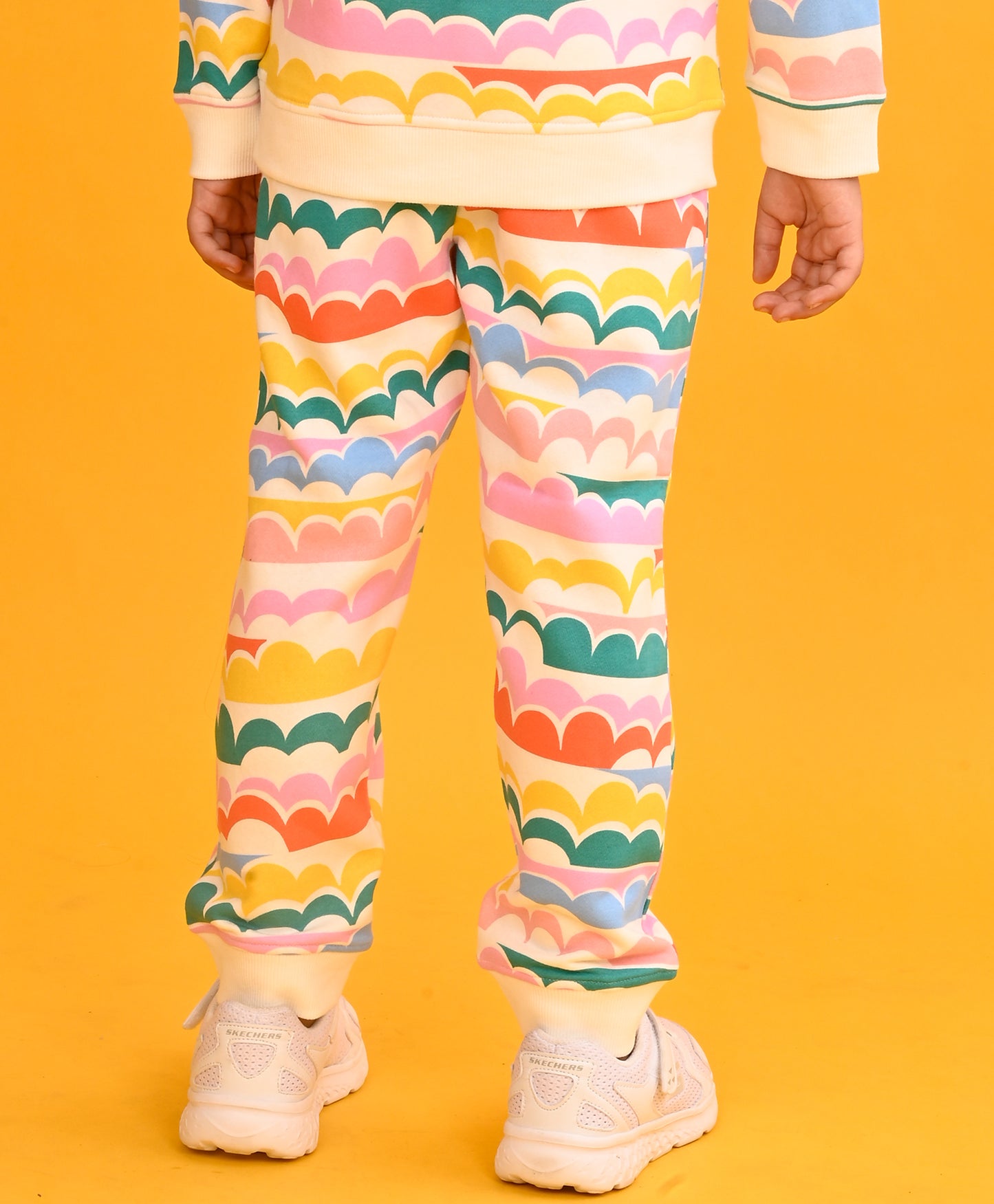 CLOUD RAINBOW GIRLS  FLEECE JOGGER - OFF WHITE